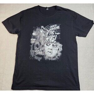 Twilight Zone T Shirt Mens size L Black Graphic Horror TV Show Tee Pre Owned